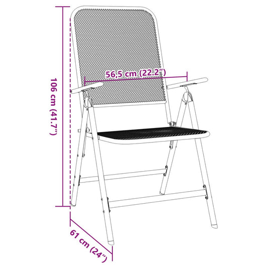 4 كراسي حديقة قابلة للطي من شبكة معدنية ممددة