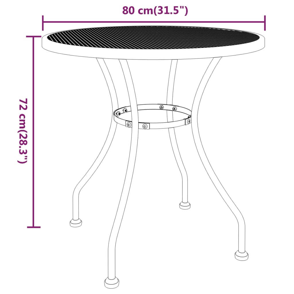 Garden Table Ø80x72 cm Expanded Metal Mesh