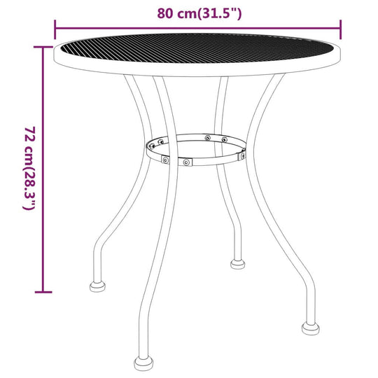 Garden Table Ø80x72 cm Expanded Metal Mesh