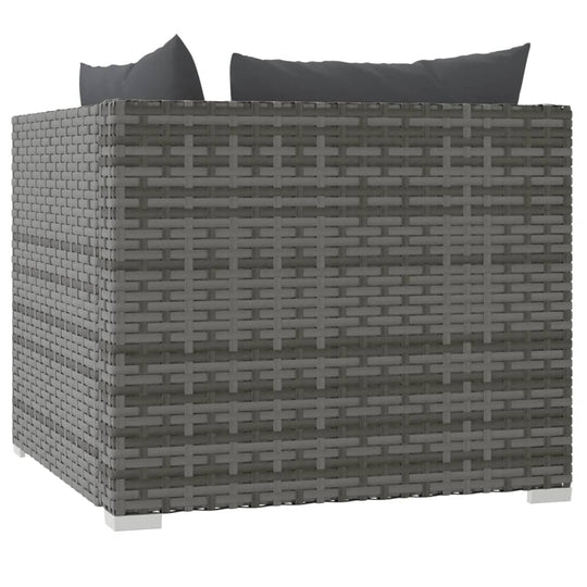 2-Seater Sofa with Cushions  Poly Rattan in stylish grey design, featuring durable PE rattan and comfortable cushions.