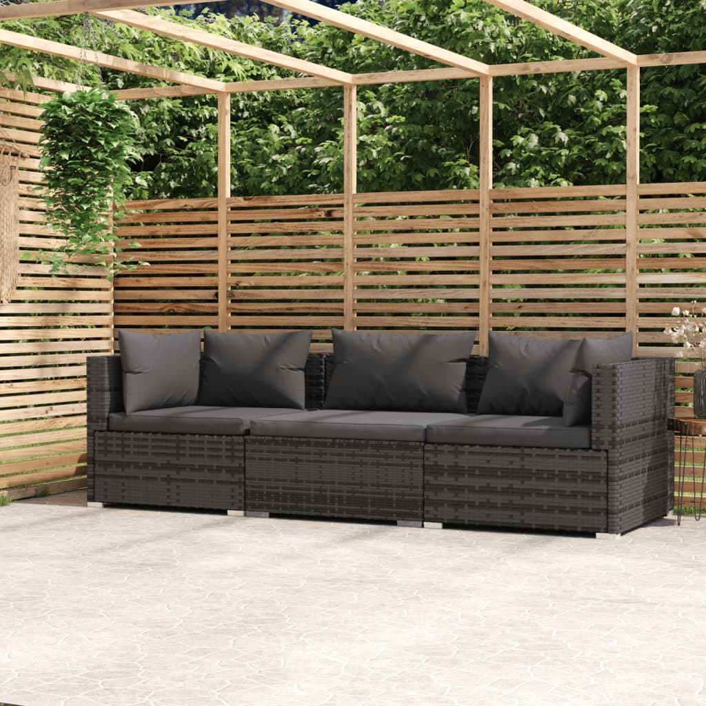 3-Seater Sofa with Cushions Poly Rattan , Furniture -> Outdoor Furniture -> Outdoor Furniture Sets , Durable,eligant,Furniture -,Home & Garden -,Modern Design,new-305021,Outdoor Furniture -,Outdoor Furniture Sets