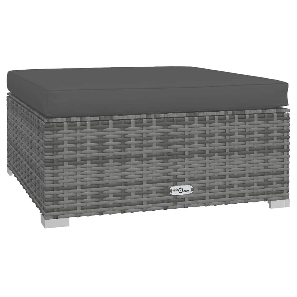 4 Piece Garden Lounge Set with Cushions Poly Rattan showing a single seating ottoman section.