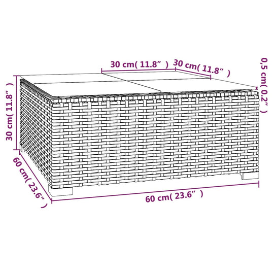 Garden Coffee Table 60x60x30 cm Poly Rattan and Glass , Furniture -> Outdoor Furniture -> Outdoor Seating -> Outdoor Sectional Sofa Units , Durable,eligant,Furniture -,Home & Garden -,Modern Design,new-305021,Outdoor Furniture -,Outdoor Seating -,Outdoor