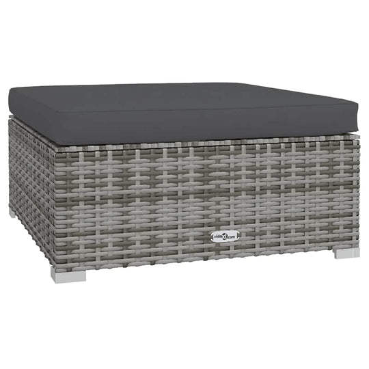 Garden Footrest with Cushion  70x70x30 cm Poly Rattan
