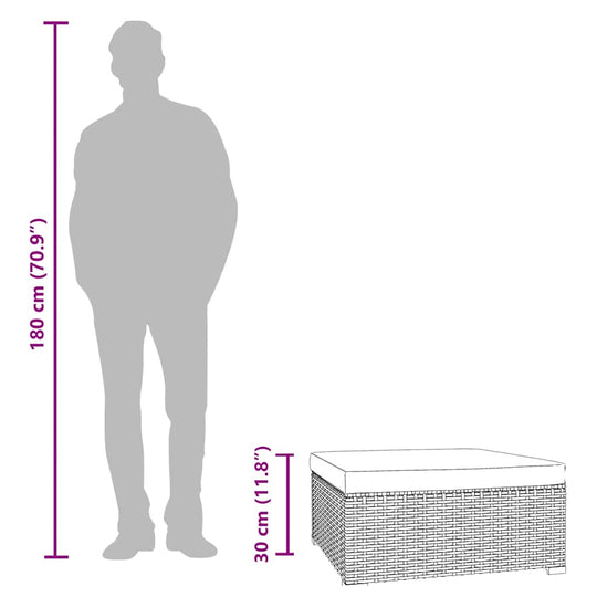 Garden Footrest with Cushion  70x70x30 cm Poly Rattan