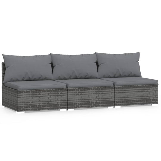 3-Seater Sofa with Cushions Poly Rattan featuring a sleek design for outdoor use, waterproof and weather-resistant.