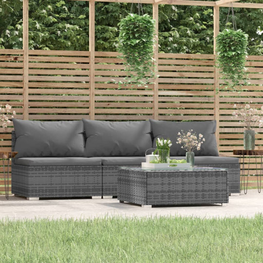 4 Piece Garden Lounge Set with Cushions Poly Rattan , Furniture -> Outdoor Furniture -> Outdoor Furniture Sets , Durable,eligant,Furniture -,Home & Garden -,Modern Design,new-305021,Outdoor Furniture -,Outdoor Furniture Sets