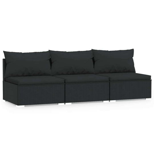 3-Seater Sofa with Cushions  Poly Rattan