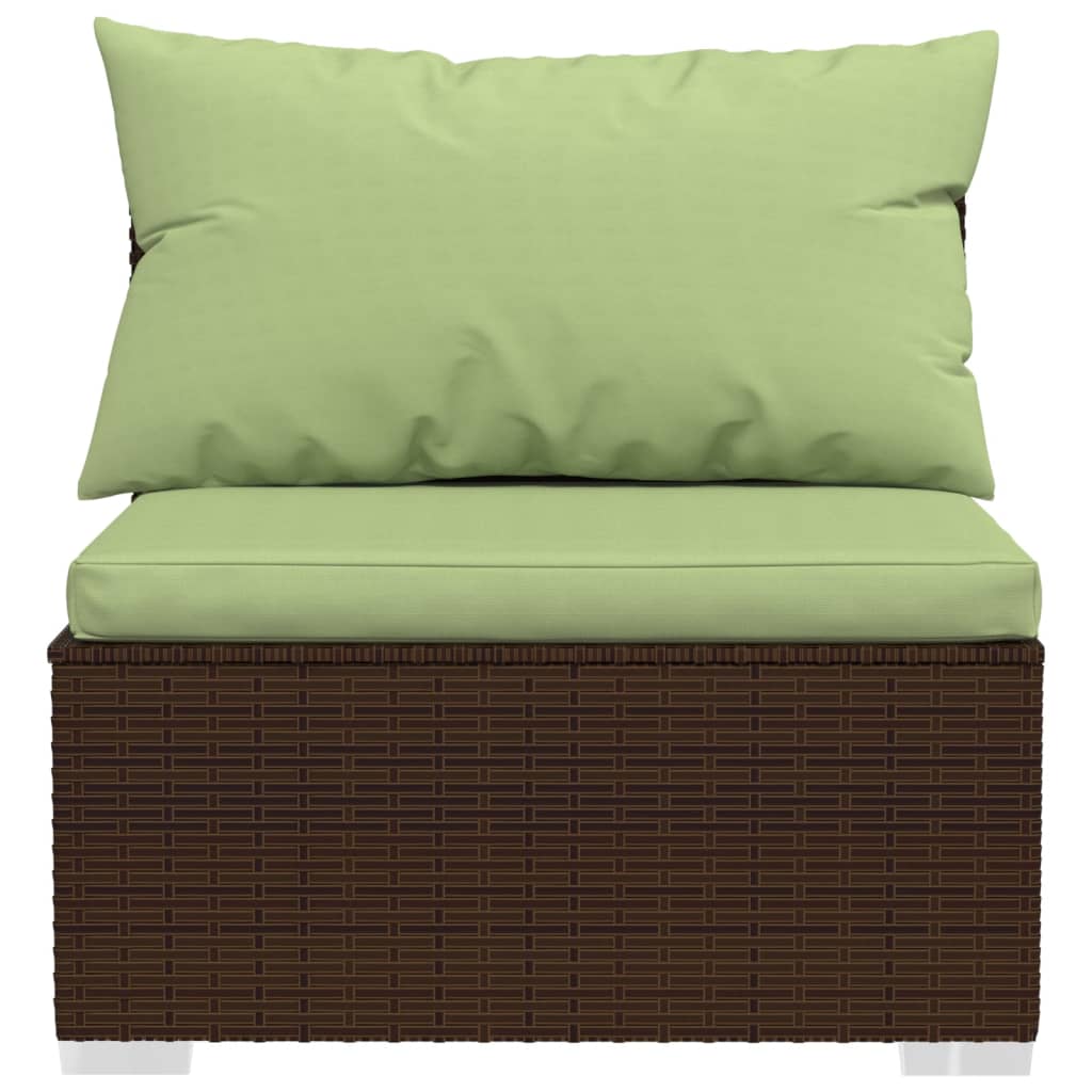3-Seater Sofa with Cushions – Poly Rattan Outdoor Seating, featuring green cushions and durable rattan design.