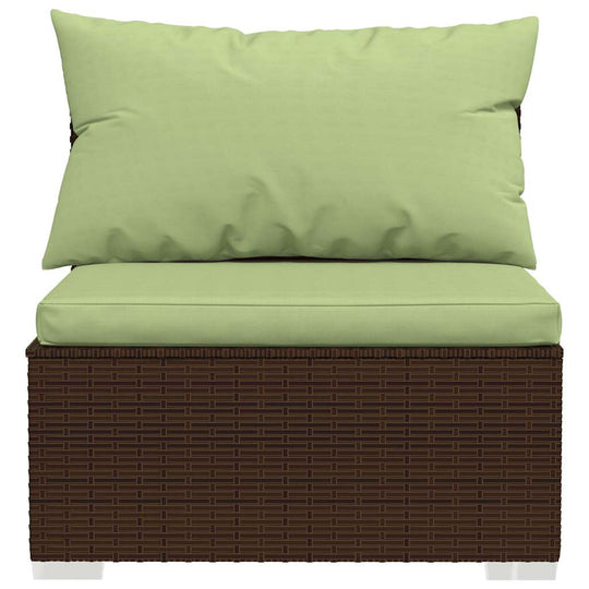 Garden Middle Sofa with Cushions Poly Rattan featuring water-resistant green cushions and durable rattan design for outdoor use.
