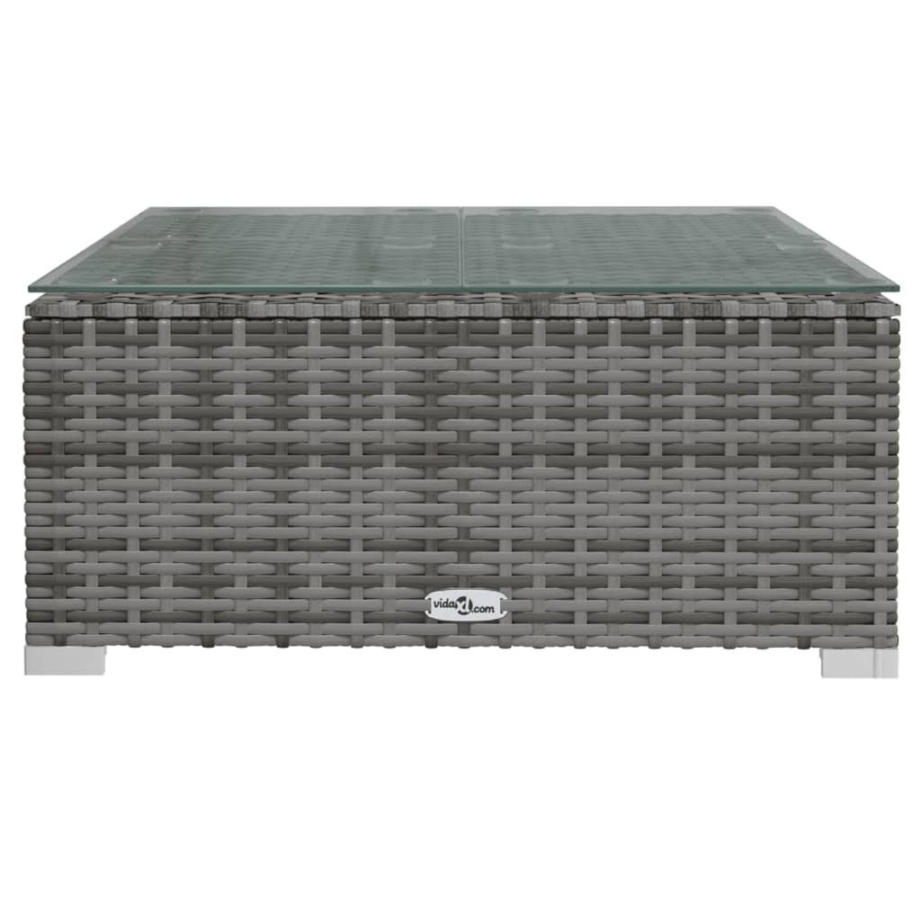 3 Piece Garden Lounge Set with Cushions Poly Rattan table showcasing durable PE rattan and glass top for outdoor relaxation.