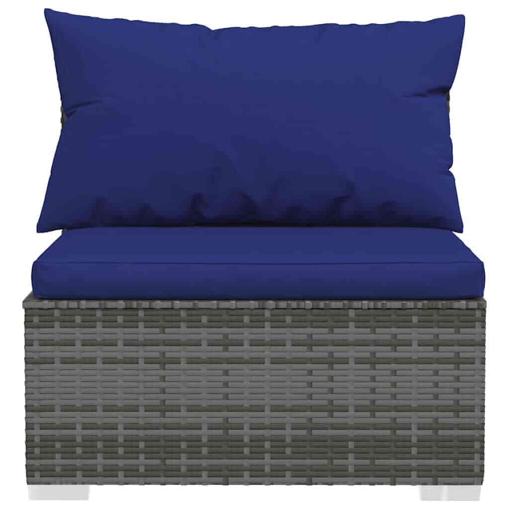 4 Piece Garden Lounge Set with Cushions Poly Rattan featuring blue cushioned seating, durable rattan frame, perfect for outdoor relaxation.