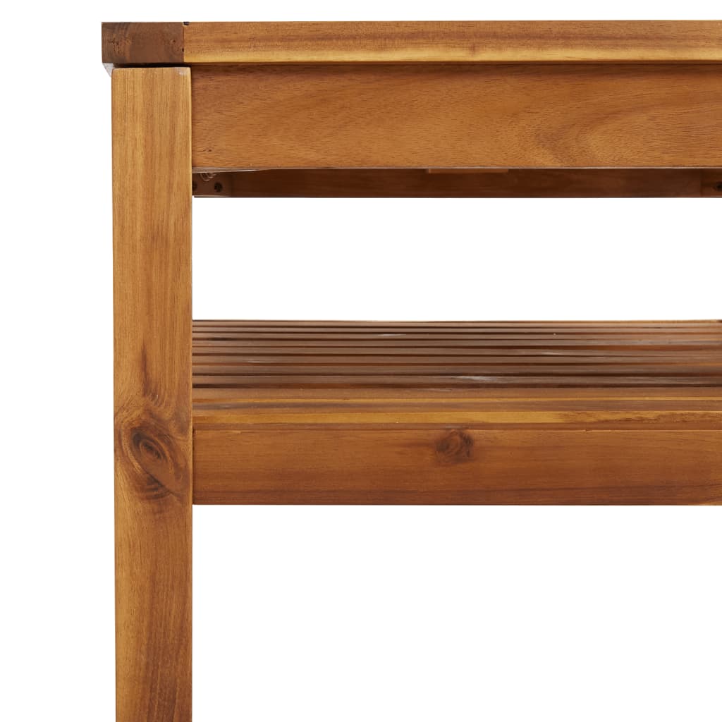 Close-up of solid acacia wood frame from a 10 piece garden lounge set, highlighting quality and durability.