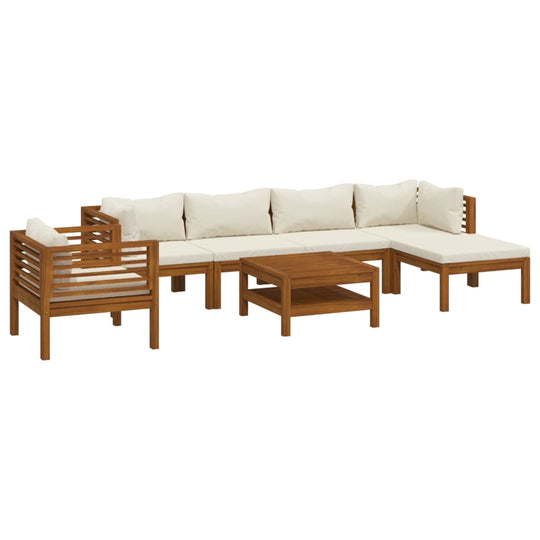 7 Piece Garden Lounge Set with  Cushion Solid Acacia Wood in a stylish outdoor setting.
