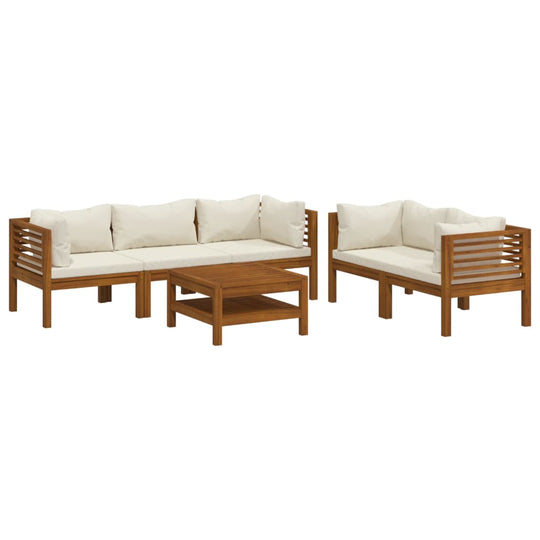 6 Piece Garden Lounge Set with  Cushion Solid Acacia Wood