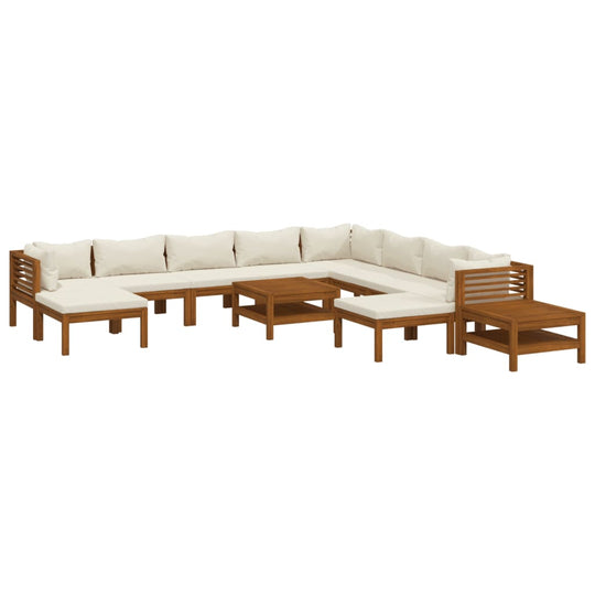 12 Piece Garden Lounge Set with  Cushion Solid Acacia Wood featuring removable cushions and solid acacia wood frame.