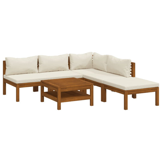 6 Piece Garden Lounge Set with  Cushion Solid Acacia Wood