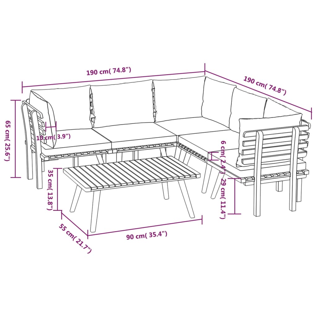 6 Piece Garden Lounge Set with Cushions Solid Acacia Wood , Furniture -> Outdoor Furniture -> Outdoor Furniture Sets , Durable,eligant,Furniture -,Home & Garden -,Modern Design,new-305021,Outdoor Furniture -,Outdoor Furniture Sets,Wooden Furniture