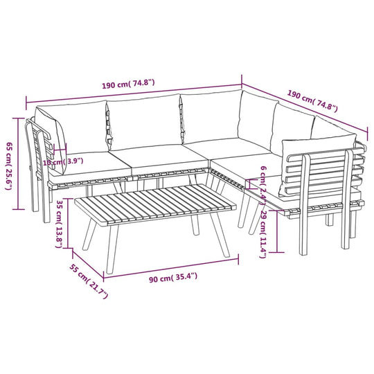 6 Piece Garden Lounge Set with Cushions Solid Acacia Wood , Furniture -> Outdoor Furniture -> Outdoor Furniture Sets , Durable,eligant,Furniture -,Home & Garden -,Modern Design,new-305021,Outdoor Furniture -,Outdoor Furniture Sets,Wooden Furniture