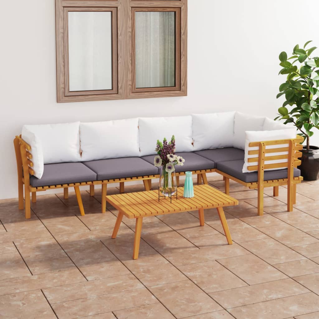 6 Piece Garden Lounge Set with Cushions Solid Acacia Wood , Furniture -> Outdoor Furniture -> Outdoor Furniture Sets , Durable,eligant,Furniture -,Home & Garden -,Modern Design,new-305021,Outdoor Furniture -,Outdoor Furniture Sets,Wooden Furniture