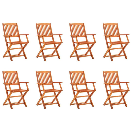 Folding Garden Chairs 8 pcs Solid Eucalyptus Wood