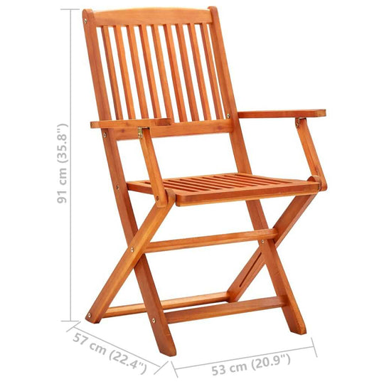 Folding Garden Chairs 8 pcs Solid Eucalyptus Wood