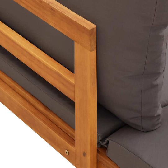 طقم صالة حديقة مكون من 3 قطع مع وسائد داكنة من خشب السنط