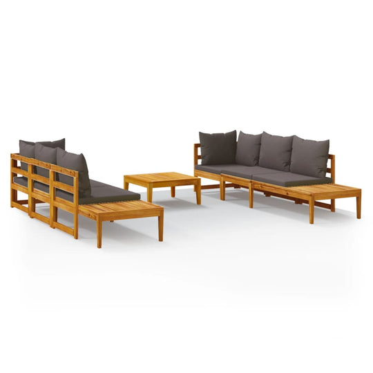 5 Piece Garden Lounge Set with Dark  Cushions Acacia Wood