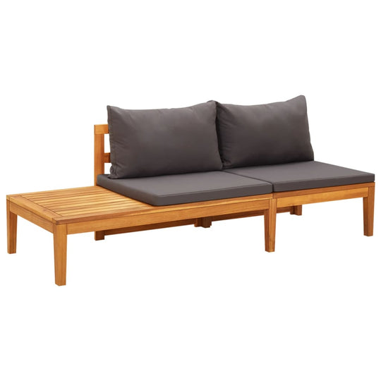 4 Piece Garden Lounge Set with Dark  Cushions Acacia Wood