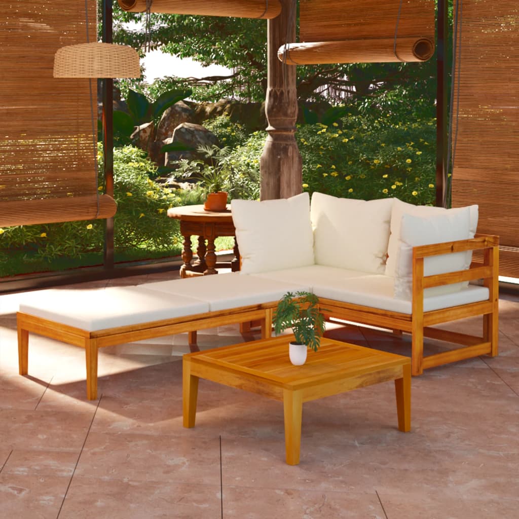 3 Piece Garden Lounge Set with White Cushions Acacia Wood , Furniture -> Outdoor Furniture -> Outdoor Furniture Sets , Durable,eligant,Furniture -,Home & Garden -,Modern Design,new-305021,Outdoor Furniture -,Outdoor Furniture Sets,Wooden Furniture