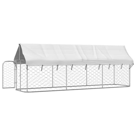 Outdoor Dog Kennel with Roof 400x100x150 cm providing a safe exercise space with mesh sides and a protective roof for pets.