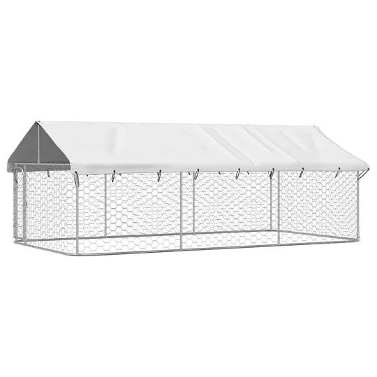 Outdoor Dog Kennel with Roof 400x200x150 cm with mesh and protective cover.