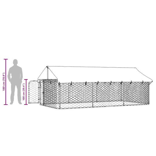 Outdoor Dog Kennel with Roof 400x200x150 cm dimensions side view with height and width marked.