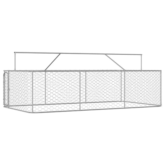 Outdoor Dog Kennel with Roof 400x200x150 cm, spacious and secure dog house with mesh fencing for safety.