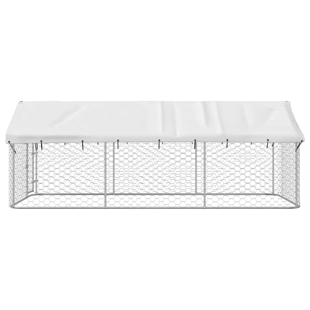 Outdoor Dog Kennel with Roof 400x200x150 cm displaying a white roof and mesh walls for safety and comfort.