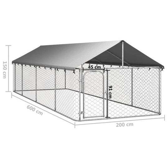 Outdoor Dog Kennel with Roof 600x200x150 cm , Kennel , Animals & Pet Supplies -,Dog Kennels & Runs,Home & Garden -,new-305021,Pet Supplies -