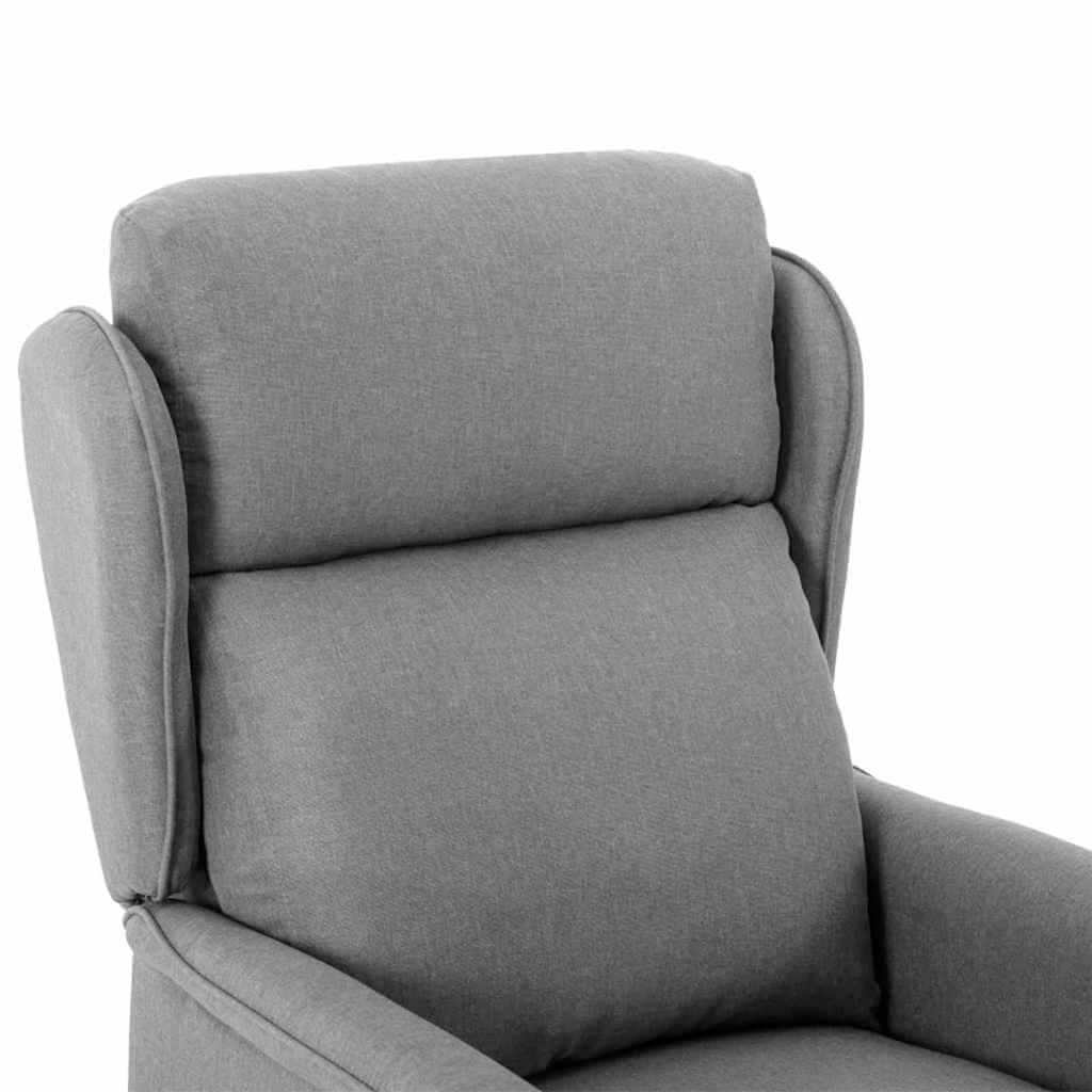 Recliner Chair   Polyester in Dubai close-up of soft gray upholstery and headrest.