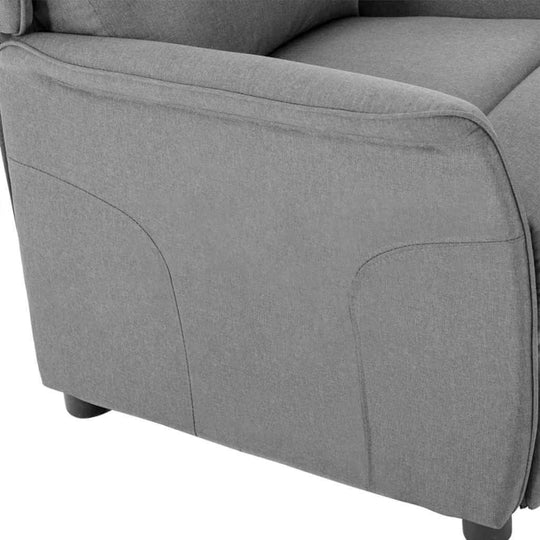 Recliner Chair   Polyester in Dubai - Close-up of the stylish gray upholstery and curved back design.