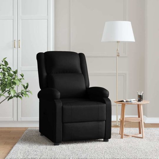 Black faux leather recliner chair with adjustable settings, suited for home and garden furniture, enhancing your living space comfort.