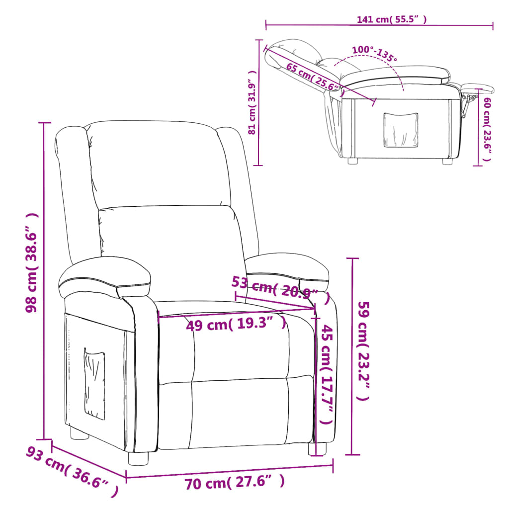 Recliner Chair Faux Leather , Furniture -> Chairs -> Arm Chairs, Recliners & Sleeper Chairs , adjustable,Arm Chairs,brown,Chairs -,Comfortable,dark fabric,eligant,fabric,Furniture -,Home & Garden -,indoor,Interior Design,luxurious,Modern Design,new-305021