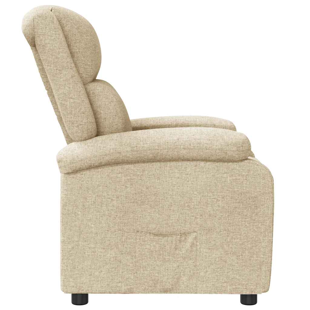 Fabric Recliner Chair Cream – Comfortable Seating UAE in a side view, showcasing its soft fabric and reclining feature.