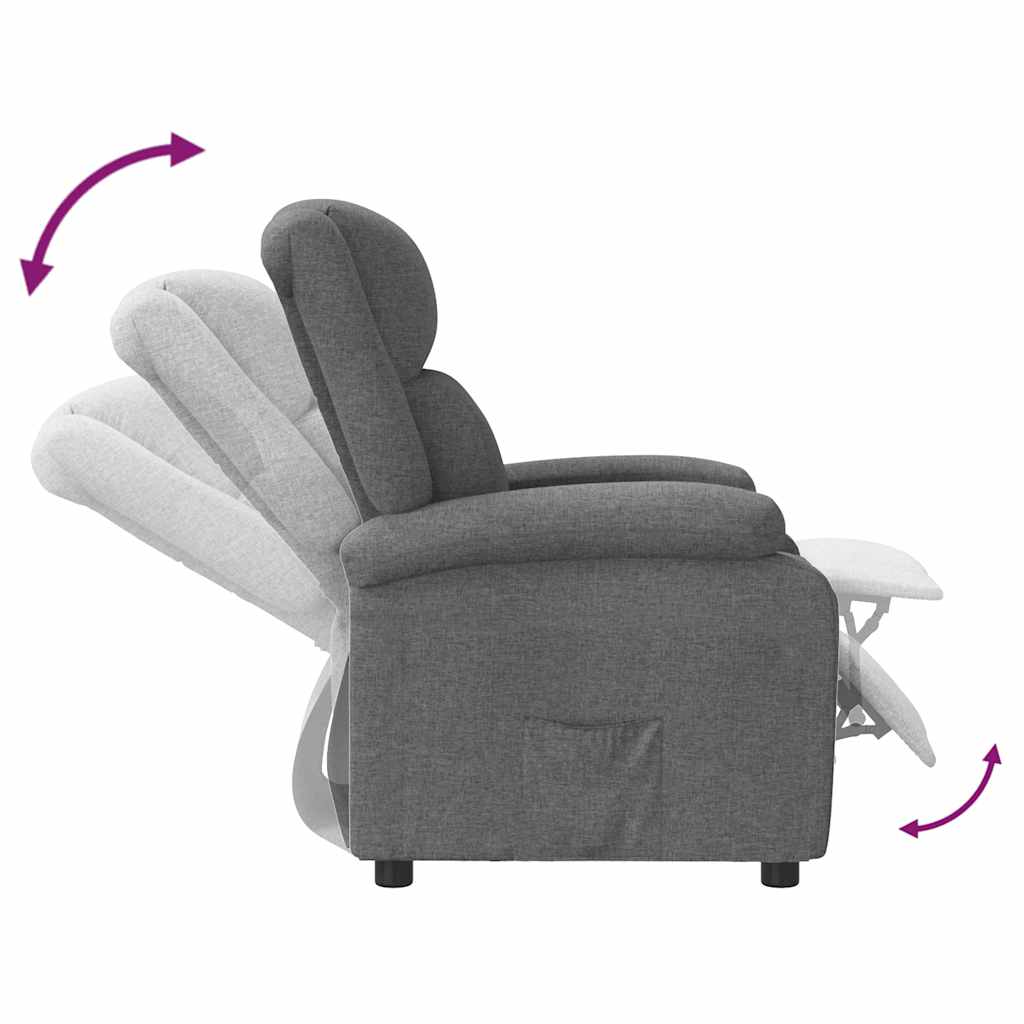 Recliner Chair Dark Fabric showing manual reclining positions and comfortable padding.
