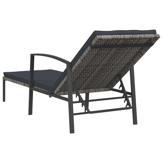 Garden Sun Lounger with Cushion Poly Rattan Grey , Furniture -> Outdoor Furniture -> Outdoor Seating -> Sunloungers , Durable,eligant,Furniture -,Home & Garden -,Modern Design,new-305021,Outdoor Furniture -,Outdoor Seating -,Sunloungers