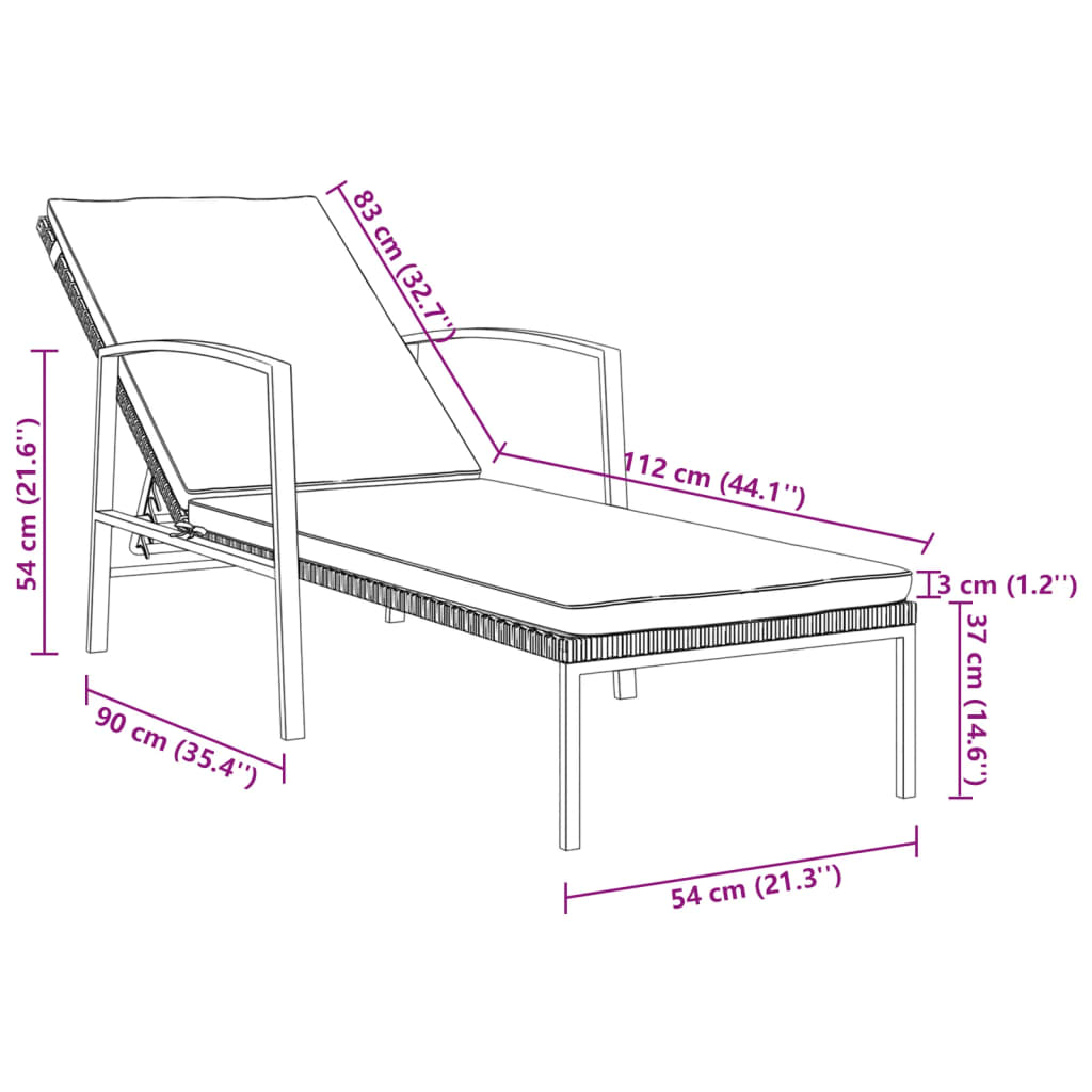 Garden Sun Lounger with Cushion Poly Rattan Grey , Furniture -> Outdoor Furniture -> Outdoor Seating -> Sunloungers , Durable,eligant,Furniture -,Home & Garden -,Modern Design,new-305021,Outdoor Furniture -,Outdoor Seating -,Sunloungers