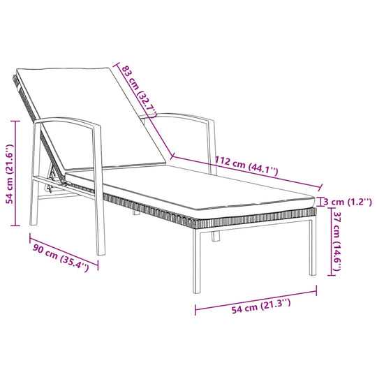 Garden Sun Lounger with Cushion Poly Rattan Grey , Furniture -> Outdoor Furniture -> Outdoor Seating -> Sunloungers , Durable,eligant,Furniture -,Home & Garden -,Modern Design,new-305021,Outdoor Furniture -,Outdoor Seating -,Sunloungers