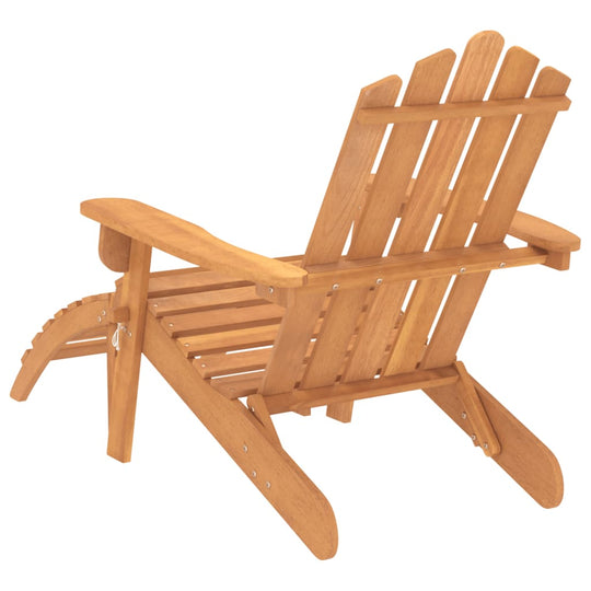 Garden Adirondack chair with footrest made of solid acacia wood, showcasing durable design and ergonomic comfort for outdoor relaxation.