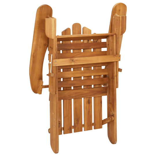 Folded Garden Adirondack Chair and Footrest crafted from solid acacia wood, ideal for outdoor furniture and lounging.