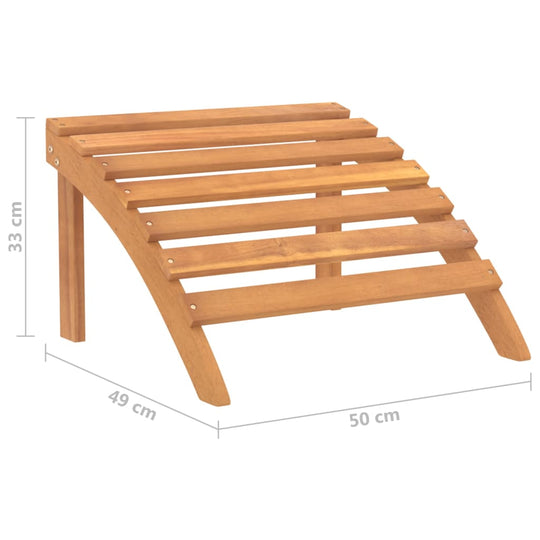 Wooden footrest for Adirondack chair, solid acacia wood, dimensions 49x50 cm, height 33 cm, perfect for outdoor lounging.