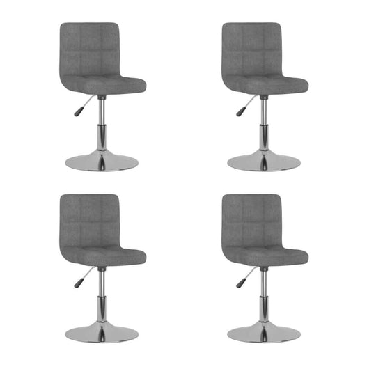 Set of 4 light grey swivel dining chairs with adjustable height, perfect for outdoor and patio furniture.