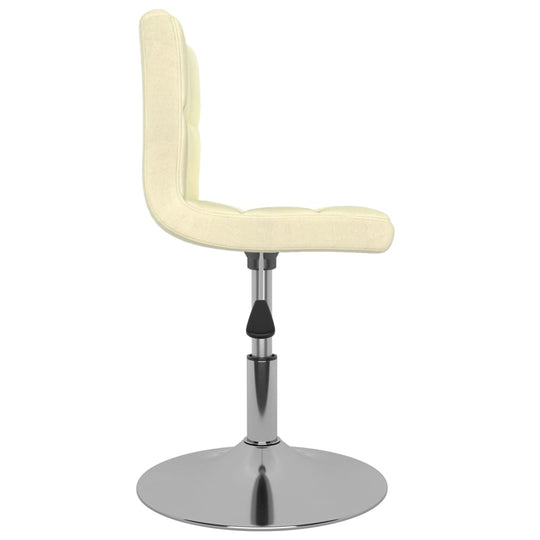 Cream fabric swivel dining chair with chromed steel frame, adjustable height, perfect for outdoor and patio furniture.